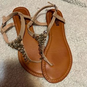 Jewel thong sandals like new brown sz 8